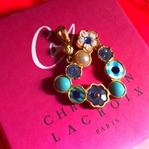 Christian Lacroix 90's Goldtone Blue Pendant Bracelet Set